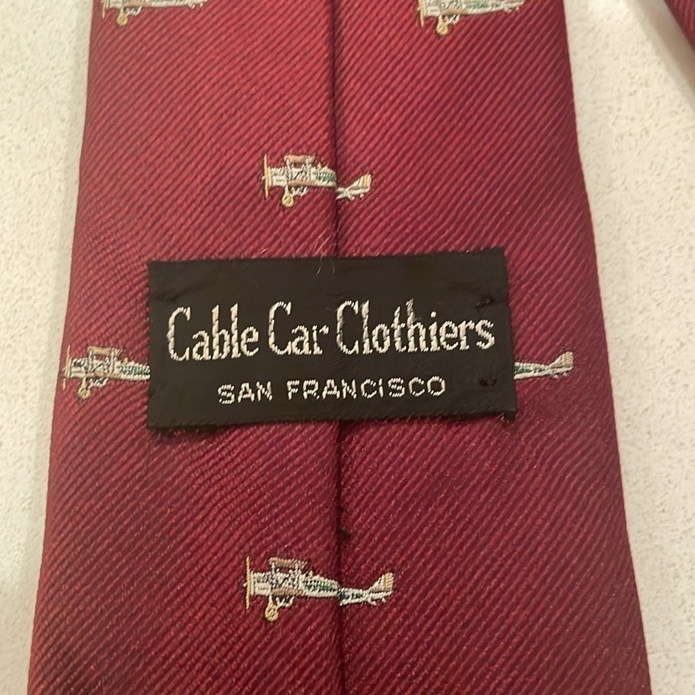 Cable Car Clothiers burgundy vintage airplane tie - Picture 3 of 5